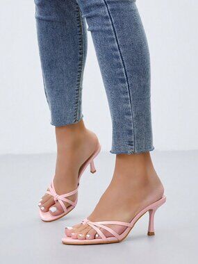 Pink Glamorous Women's High-Heel Ankle Strap Sandals